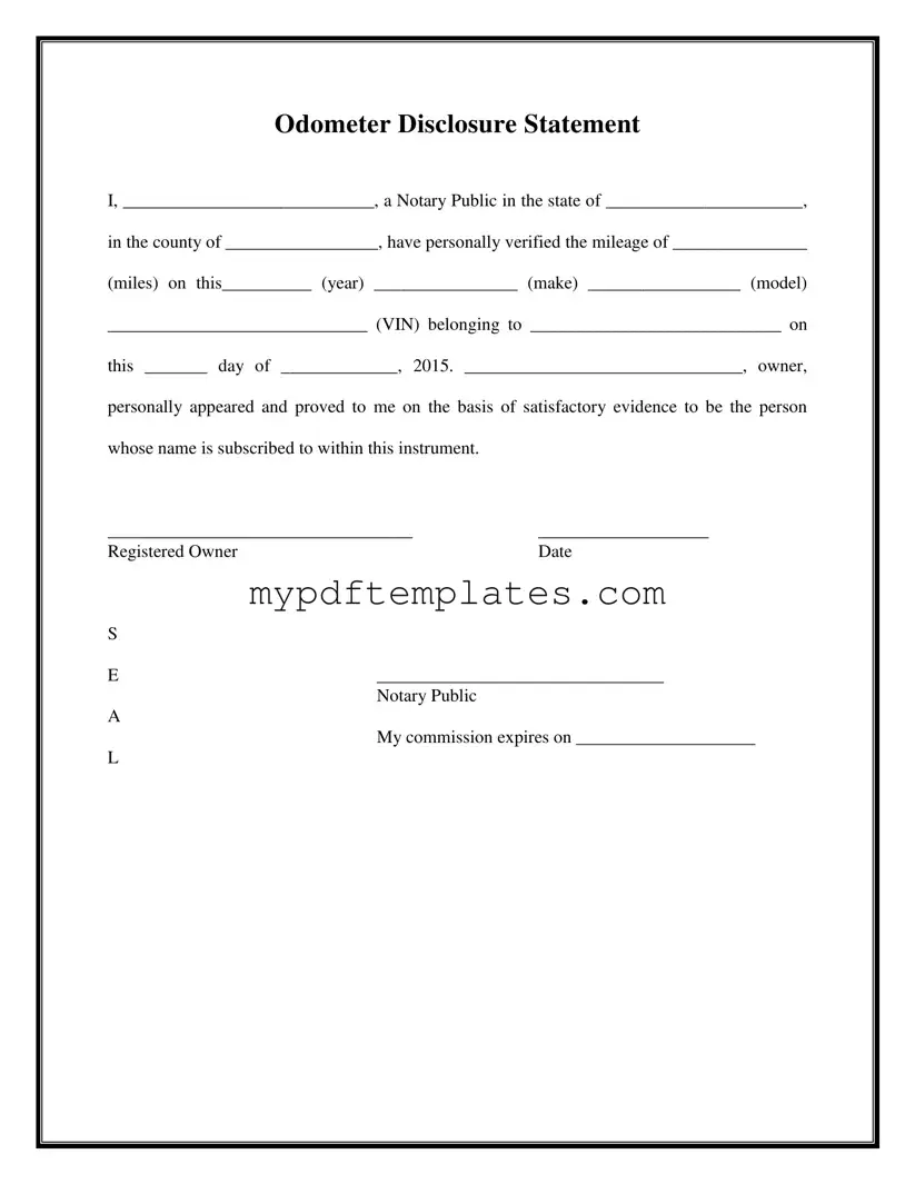 Fill Your Notarized Odometer Statement Template