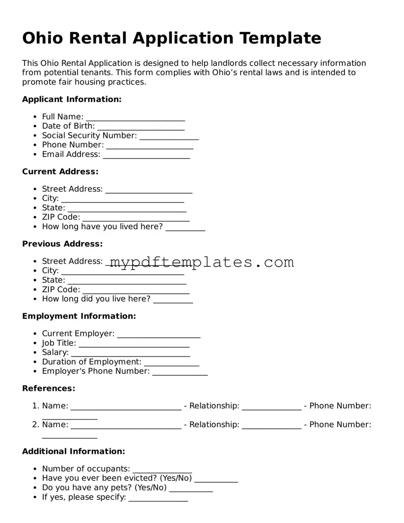 Free Ohio Rental Application Template
