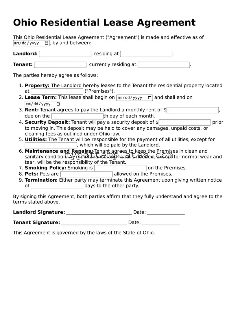 Free Ohio Lease Agreement Template
