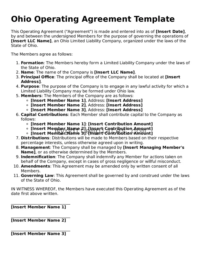 Free Ohio Operating Agreement Template