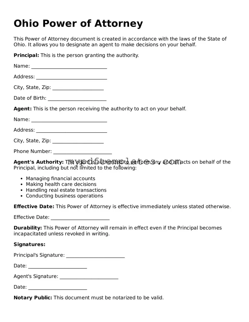 Free Ohio Power of Attorney Template
