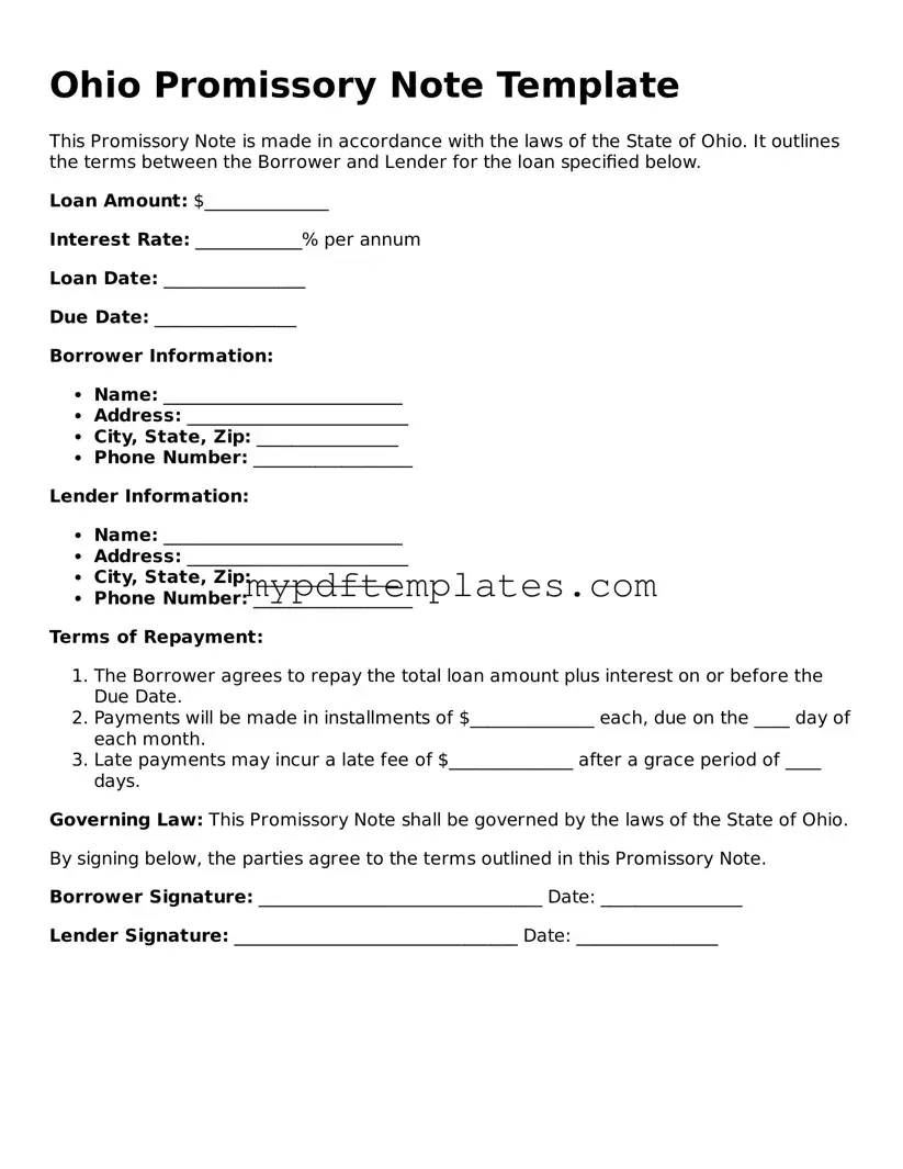 Free Ohio Promissory Note Template