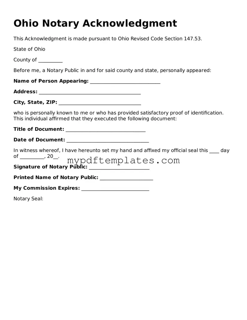 Free Ohio Notary Acknowledgement Template