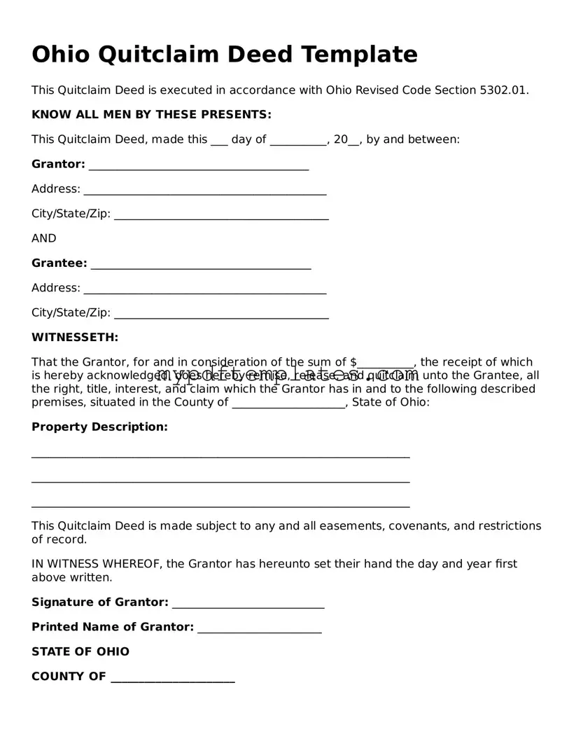 Free Ohio Quitclaim Deed Template