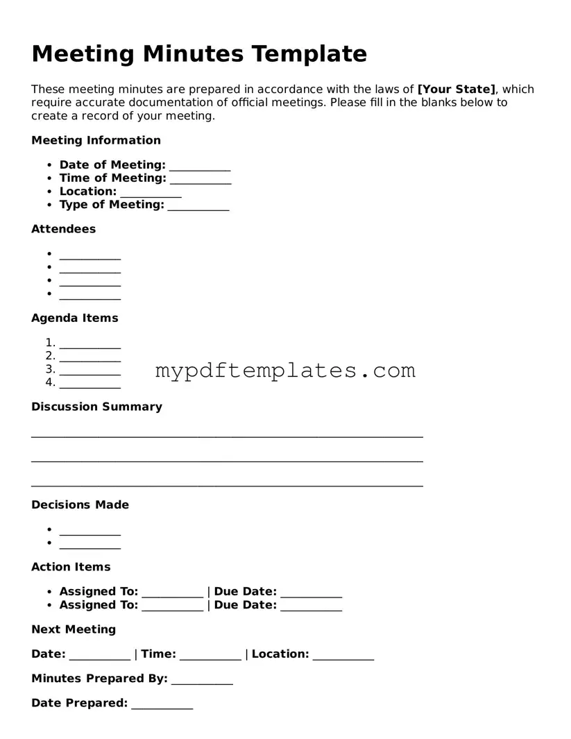 Blank Meeting Minutes Form