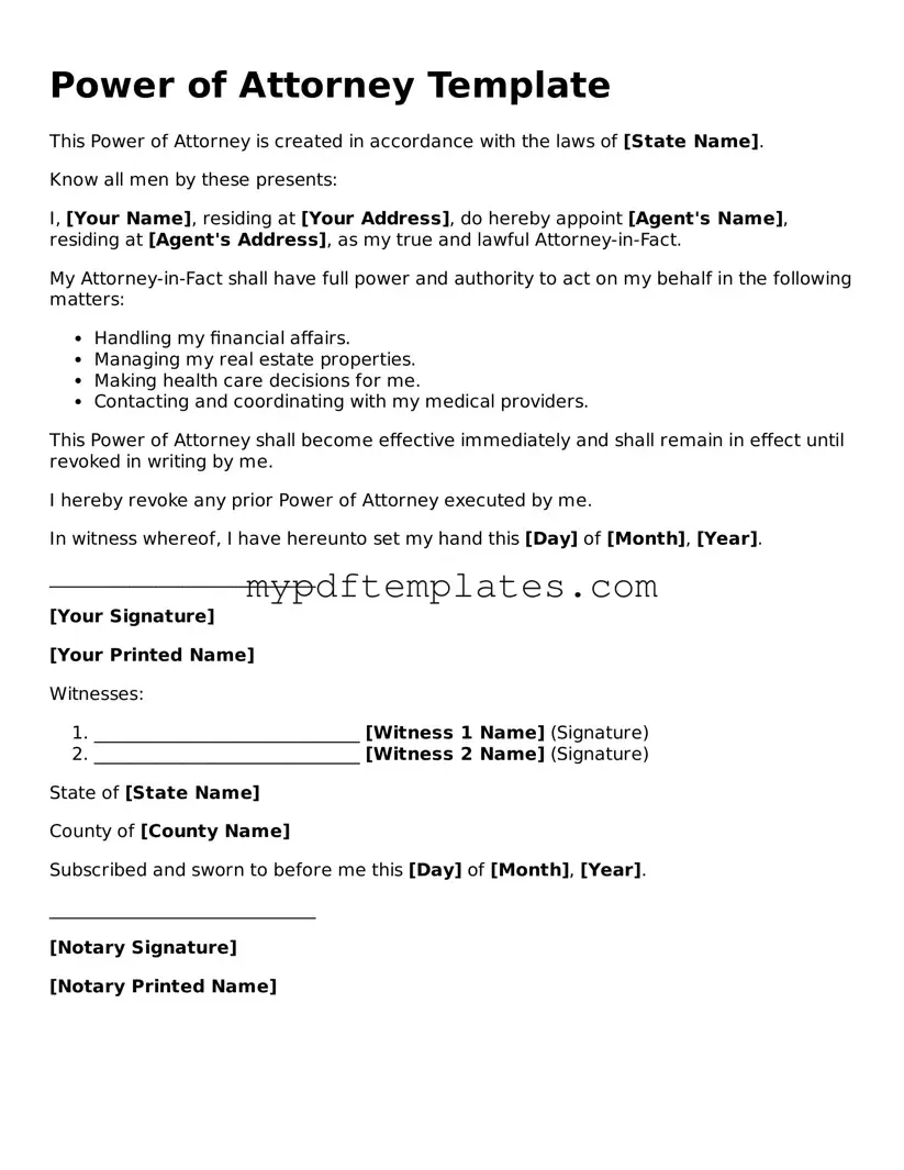 Blank Power of Attorney Form