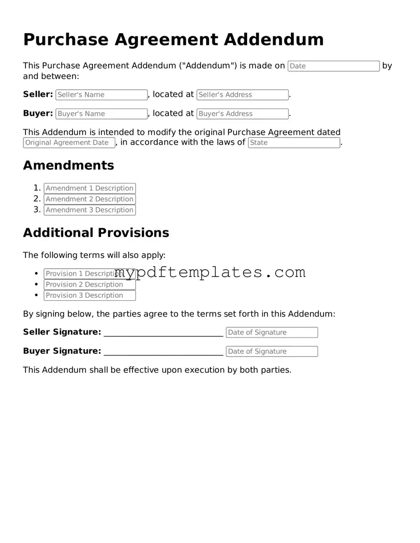 Blank Purchase Agreement Addendum Form