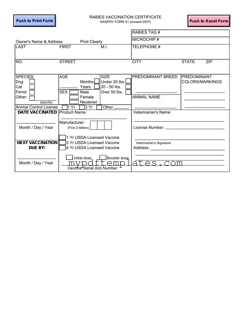 Fill Your Rabies Certificate Template