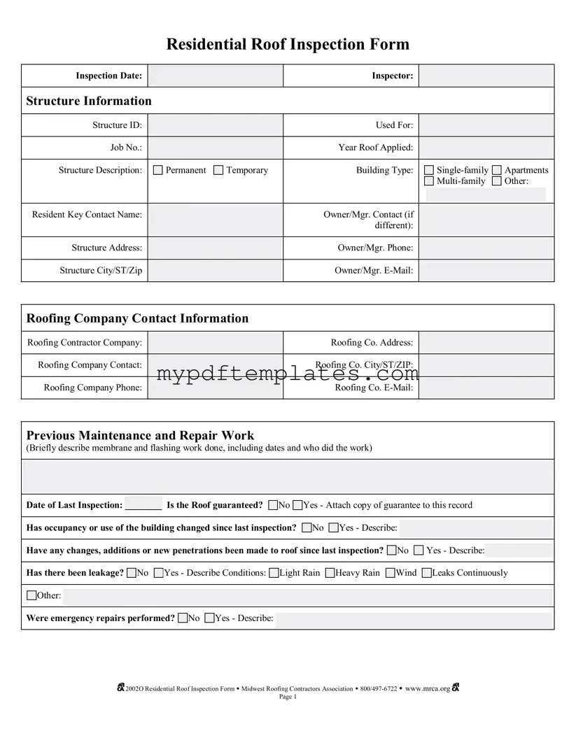 Fill Your Roof Inspection Template