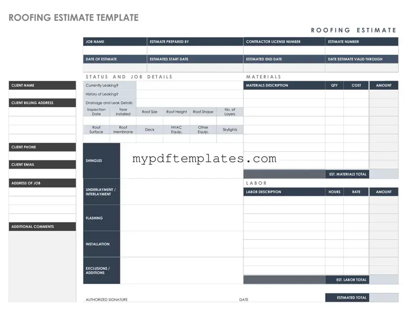 Fill Your Roofing Estimate Template