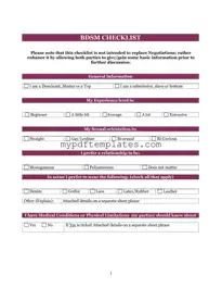 Fill Your Bdsm Checklist Template