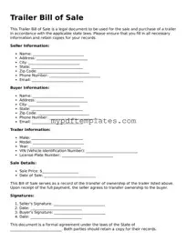 Blank Trailer Bill of Sale Form