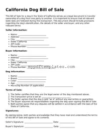Free California Dog Bill of Sale Template