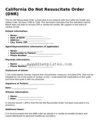 Free California Do Not Resuscitate Order Template