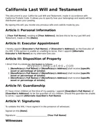 Free California Last Will and Testament Template