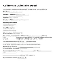 Free California Quitclaim Deed Template