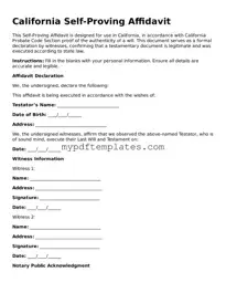 Free California Self-Proving Affidavit Template
