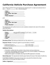 Free California Vehicle Purchase Agreement Template