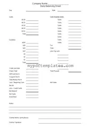 Fill Your Cash Drawer Count Sheet Template