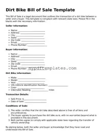 Blank Dirt Bike Bill of Sale Form