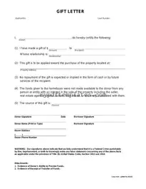 Fill Your Gift Letter Template