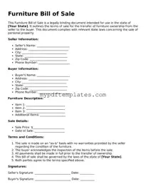 Blank Furniture Bill of Sale Form