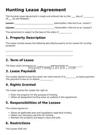 Blank Hunting Lease Agreement Form