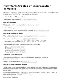 Free New York Articles of Incorporation Template