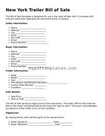 Free New York Trailer Bill of Sale Template
