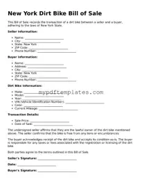 Free New York Dirt Bike Bill of Sale Template