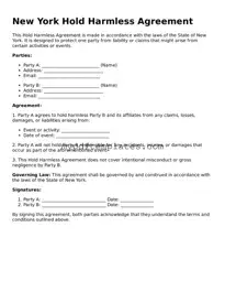 Free New York Hold Harmless Agreement Template