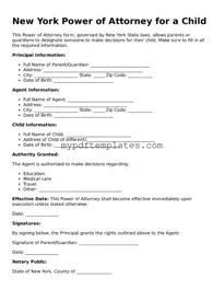 Free New York Power of Attorney for a Child Template