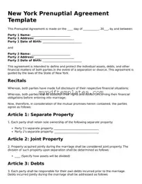 Free New York Prenuptial Agreement Template