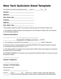 Free New York Quitclaim Deed Template