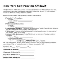 Free New York Self-Proving Affidavit Template