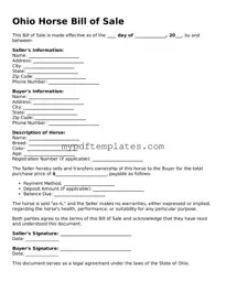 Free Ohio Horse Bill of Sale Template