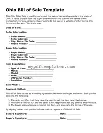 Free Ohio Bill of Sale Template