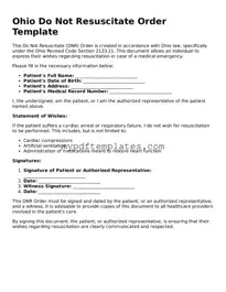 Free Ohio Do Not Resuscitate Order Template
