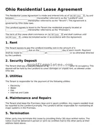 Free Ohio Residential Lease Agreement Template