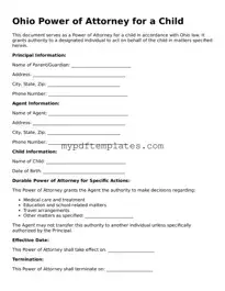 Free Ohio Power of Attorney for a Child Template