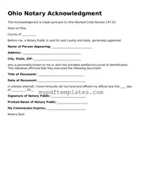 Free Ohio Notary Acknowledgement Template