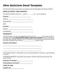 Free Ohio Quitclaim Deed Template