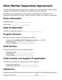 Free Ohio Marital Separation Agreement Template