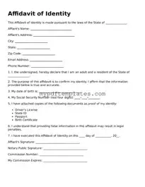 Blank Affidavit of Identity Form