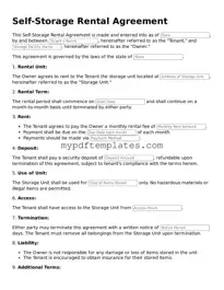 Blank Self-Storage Rental Agreement Form