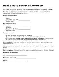 Blank Real Estate Power of Attorney Form