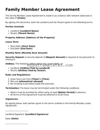 Blank Family Member Lease Agreement Form