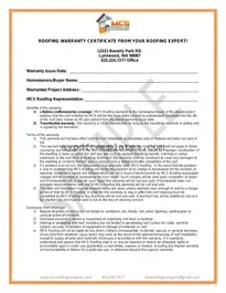 Fill Your Roofing Warranty Certificate Template