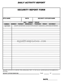 Fill Your Security Guard Daily Report Sample Template
