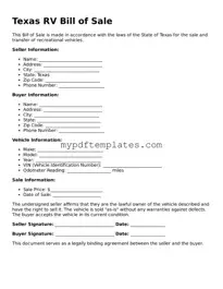Free Texas RV Bill of Sale Template